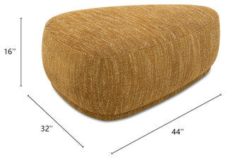 Pebble 44" Rounded Triangle Cocktail Ottoman, Mustard Yellow Tweed