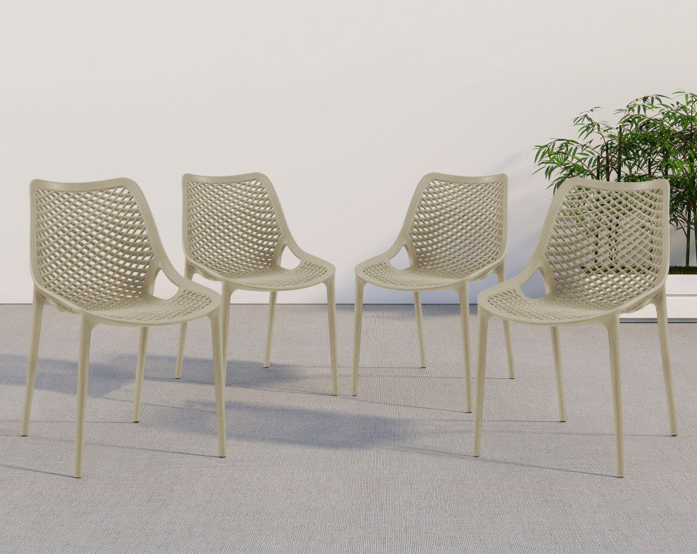 Mykonos Outdoor Patio Dining Chair (Set of 4), Taupe, Armless