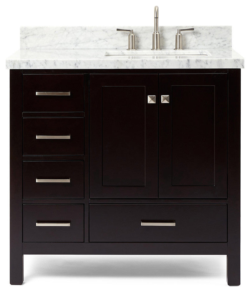 Cambridge 37" Bath Vanity With Marble Top With White Basin