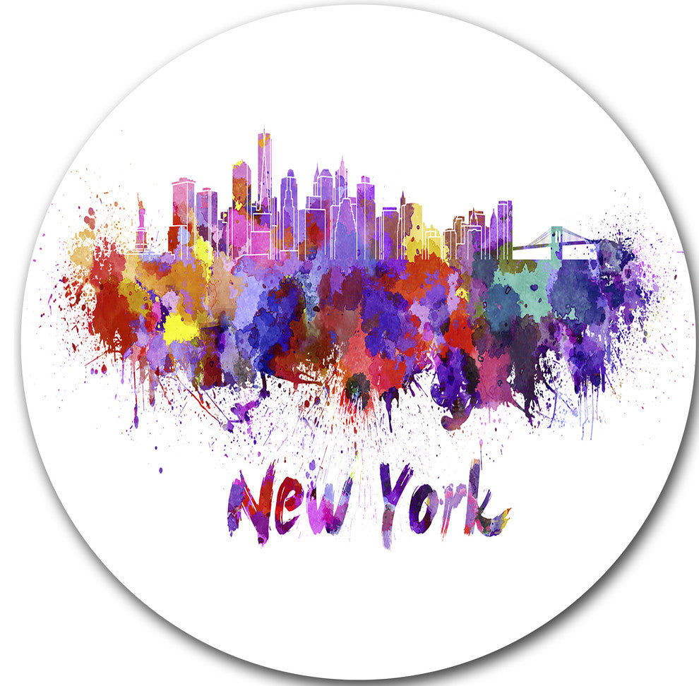 New York Skyline, Cityscape Round Wall Art, 36"