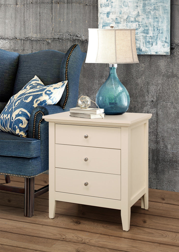 Hammond 3-Drawer Nightstand (26 in. H x 24 in. W x 18 in. D), Beige
