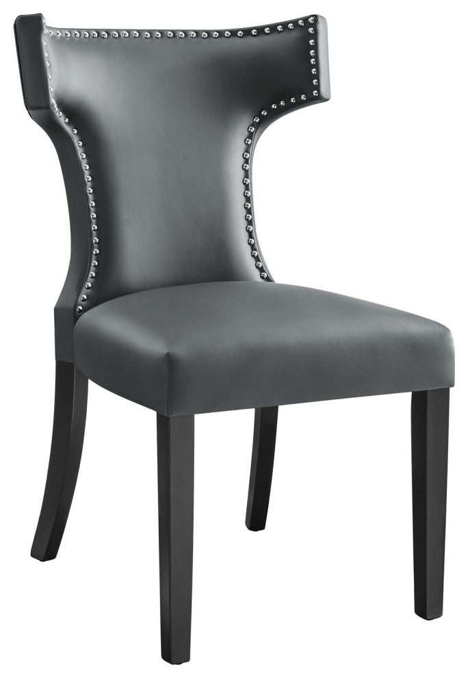Curve Vegan Leather Dining Chair, Gray
