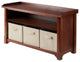 Winsome Verona Storage Solid Wood Bench with 3 Foldable Baskets - Walnut