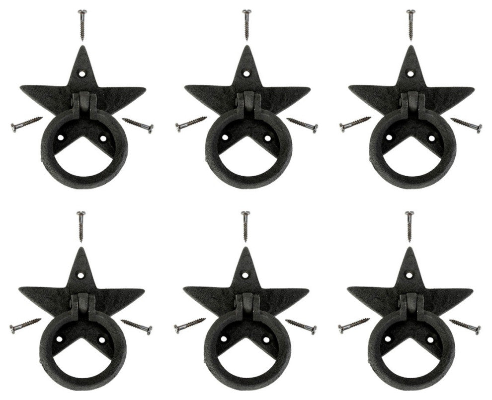 Cabinet Drawer Ring Pull Black Iron Southern Star Hardware Included Pack of 6