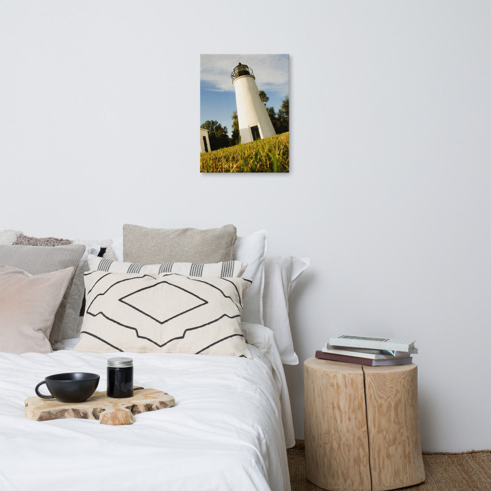 Turkey Point Lighthouse Coastal Landscape Photography Canvas Wall Art, 18" X 24"