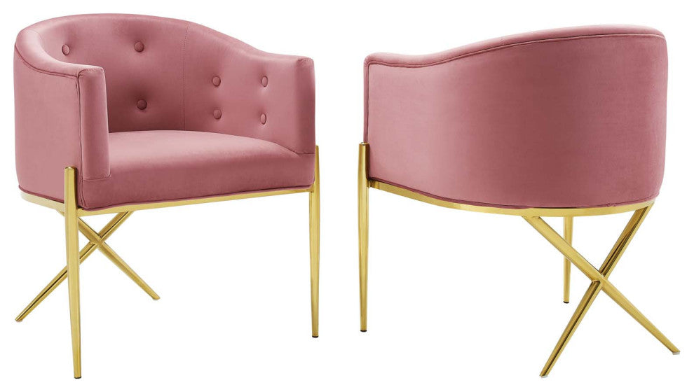 Savour Accent Dining Armchair Performance Velvet Set of 2 Dusty Rose