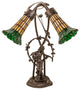 17 High Stained Glass Pond Lily 2 Light Trellis Girl Table Lamp