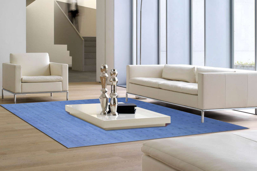 Handmade Wool Blue Transitional Solid Lori Baft Rug, 8' X 10'