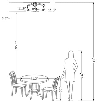 Ashley 11.8" Black 2-light Hand Crafted Glass Square Flush Mount