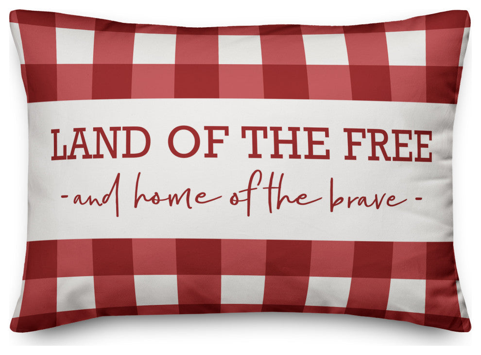 Land of the Free and Home of the Brave Buffalo Check 14x20 Spun Poly Pillow