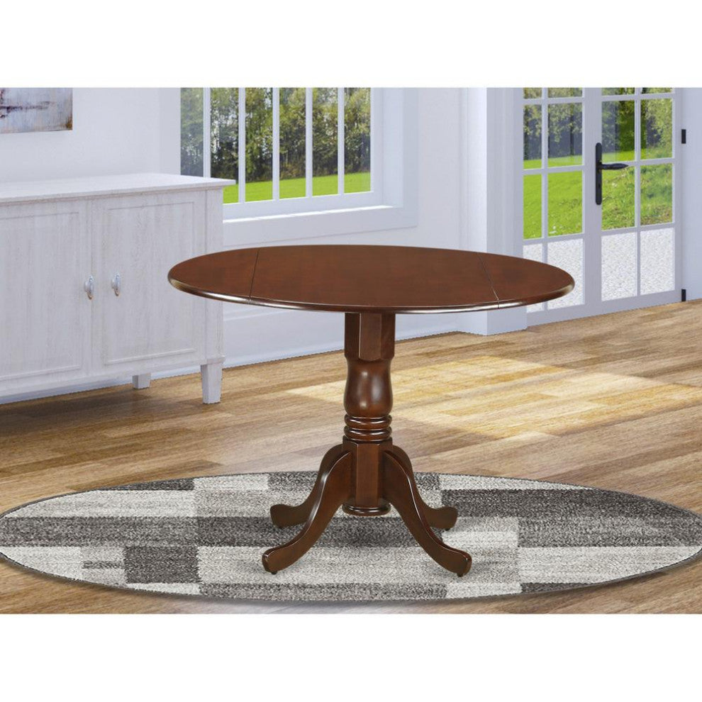Dublin Round Table With 2 9" Drop Leaves, Mahogany Finish