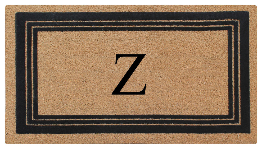 A1HC Natural Coir Monogrammed Entrance Flock Outdoor Durable Doormat 24" X 39",
