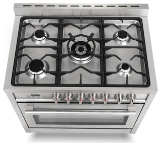 2-Piece Kitchen, 36" 240V Dual Fuel Range and 36" Wall Mount Range Hood