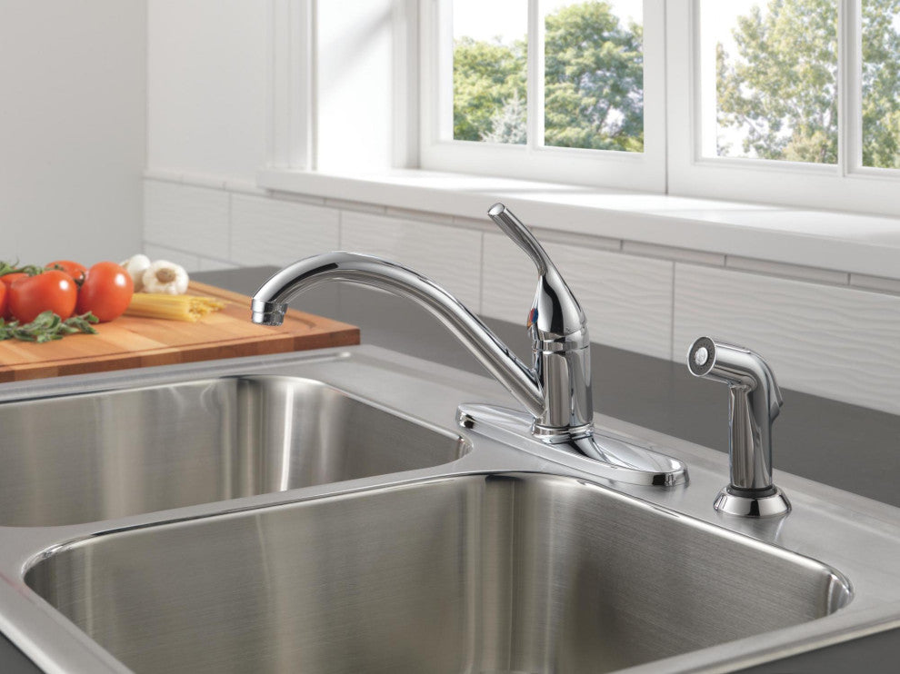 Delta 400-DST Classic Kitchen Faucet - Brilliance Stainless