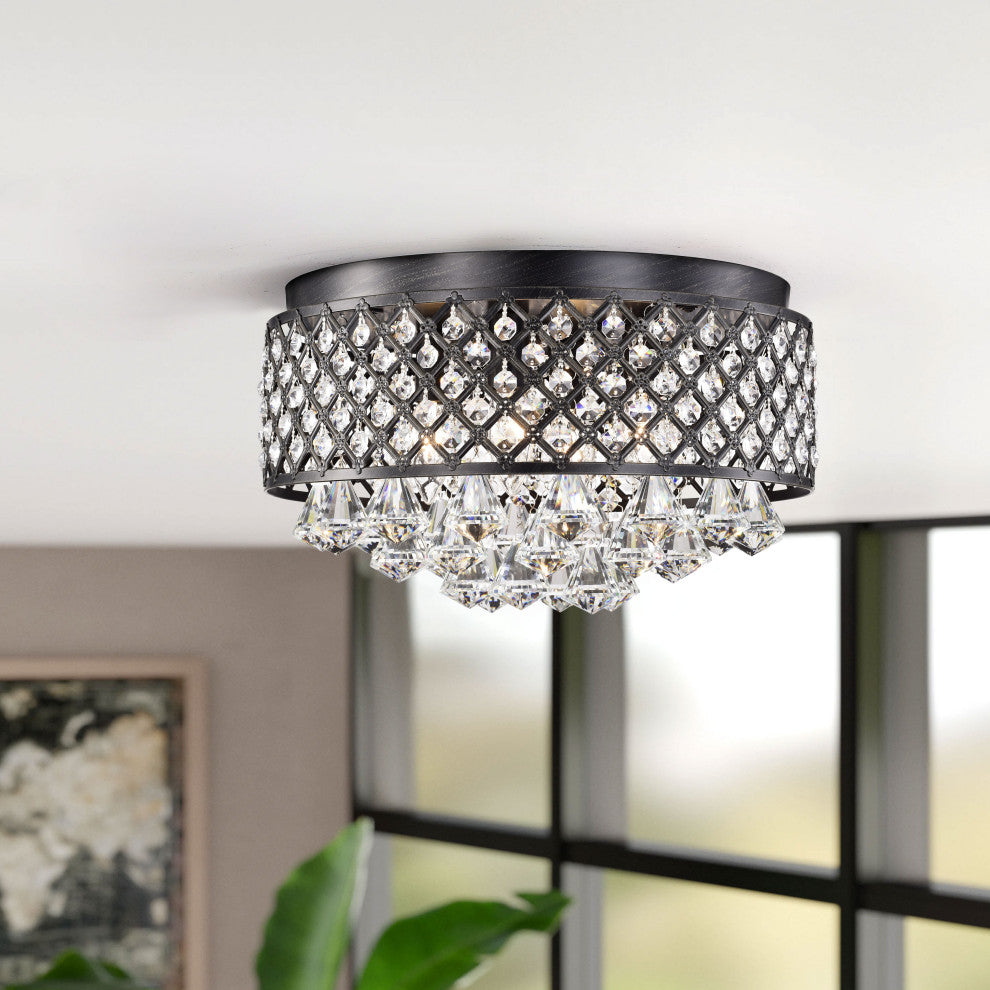 Chloe 4-light Antique Black Flush Mount Chandelier