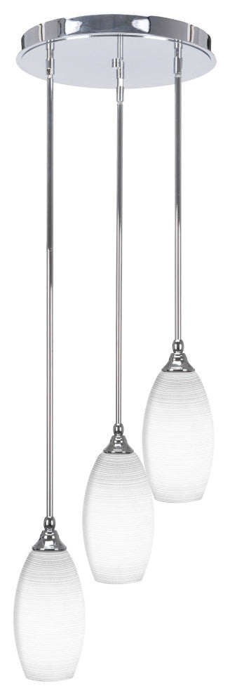 Empire 3-Light Cluster Pendalier, Chrome/White Matrix