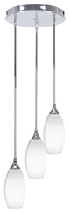 Empire 3-Light Cluster Pendalier, Chrome/White Matrix