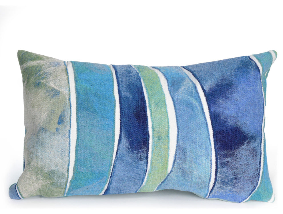 Visions III Waves Indoor/Outdoor Pillow, Ocean, 12"x20"