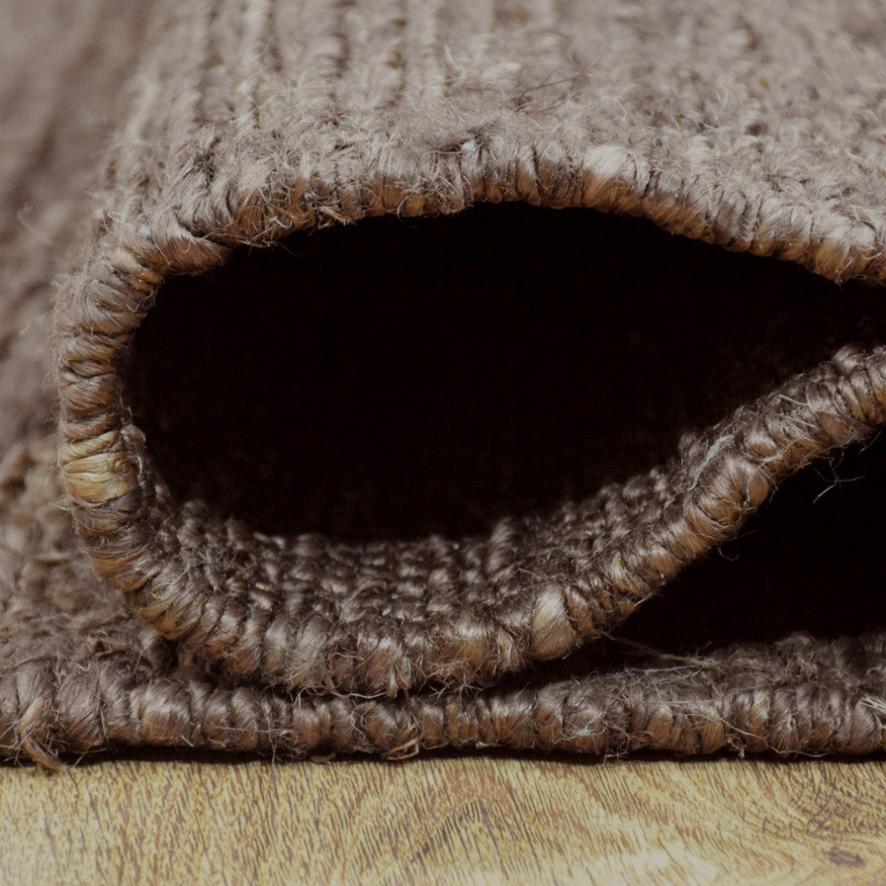 Hand Knotted Sumak Jute Eco-friendly Area Rug Solid Light Brown, [Rectangle] 5'x8'