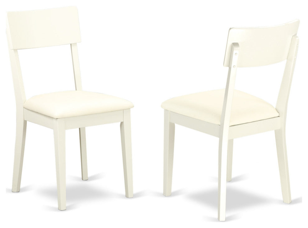 5-Piece Set With Table and 4 Faux Leather Seat Chairs, Linen White