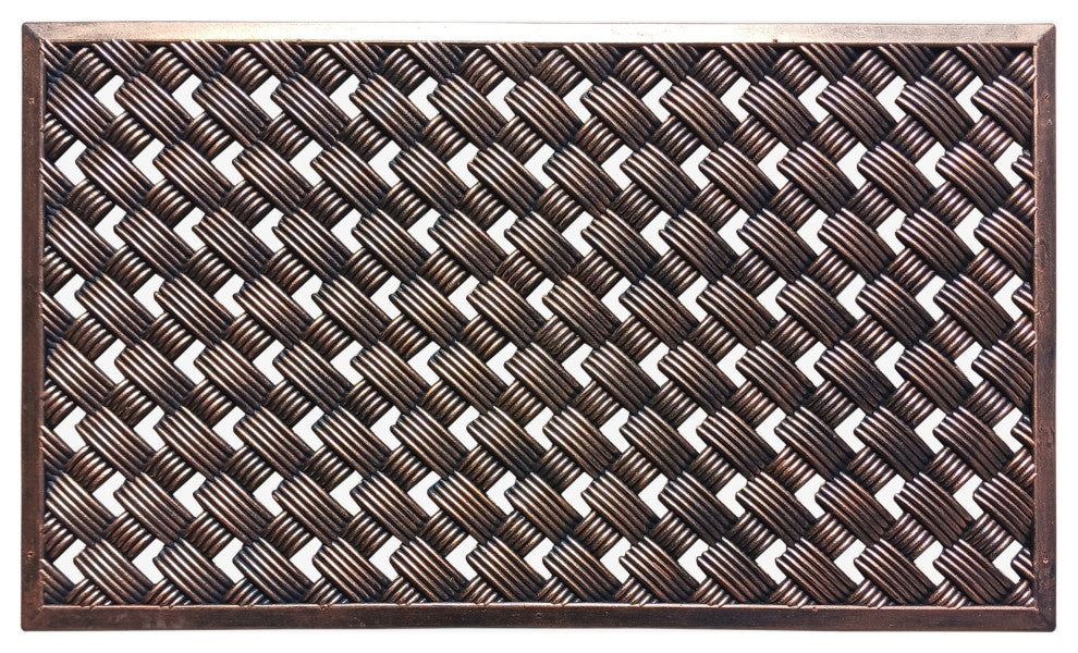 Outdoor Mat, Natural Rubber, 18"x30" Heavy Duty Doormat, Copper Checkered