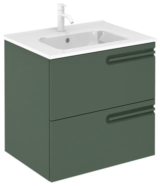 Econic Collection 2 Drawer Vanity, Green Forest, 24" Right Handle, With Enzo Sink Top