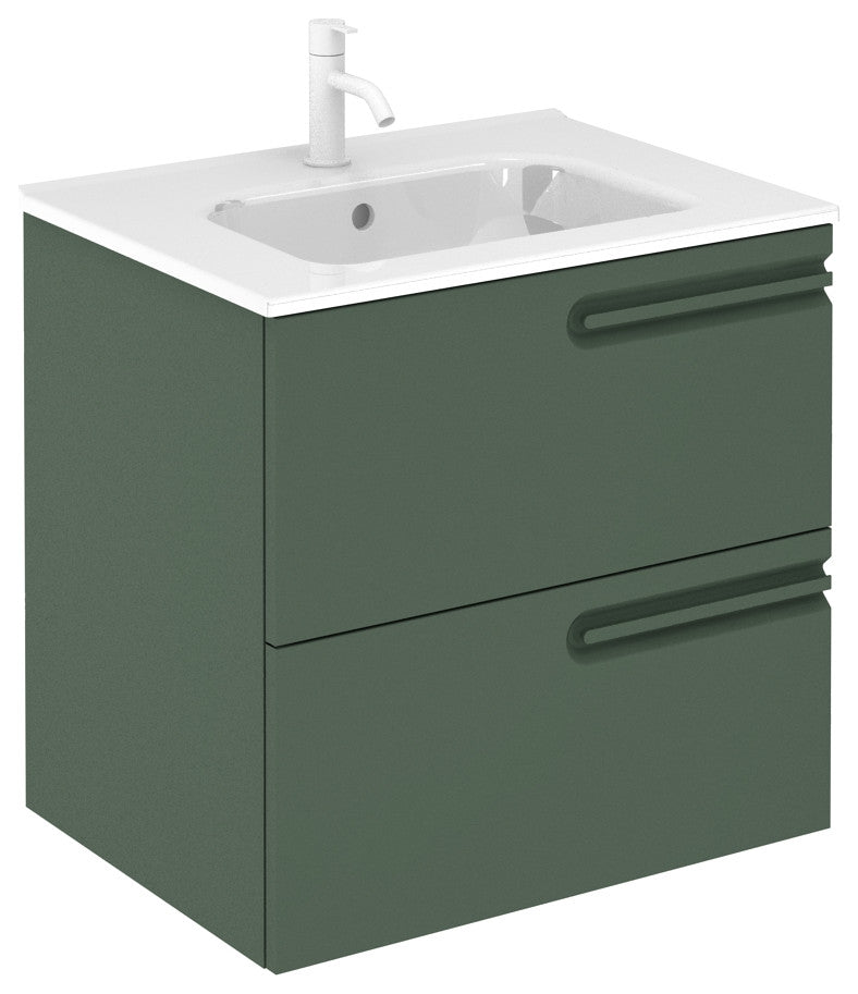 Econic Collection 2 Drawer Vanity, Green Forest, 24" Right Handle, With Enzo Sink Top