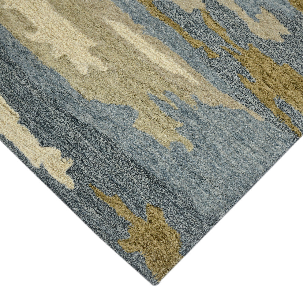 Abstract Gunter Area Rug, Water Blue, 9' x 13', Abstract
