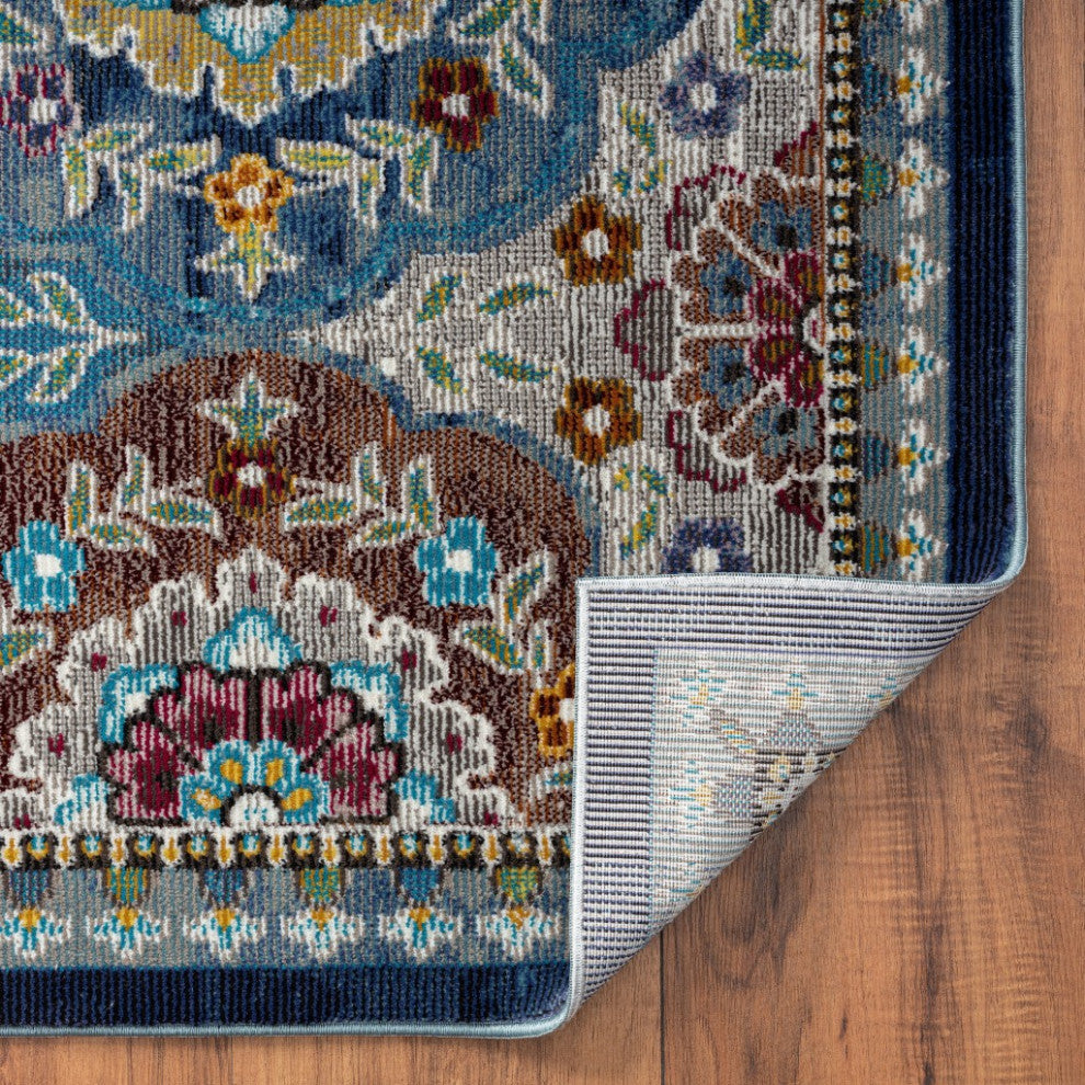 8" x 10" Blue Trellis Mosaic Area Rug