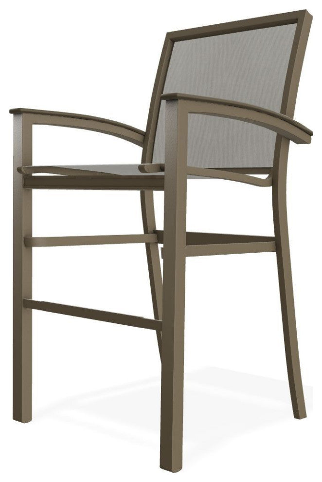 Bazza Sling Bar Height Stackable Outdoor Stool, Augustine Oyster/Beachwood