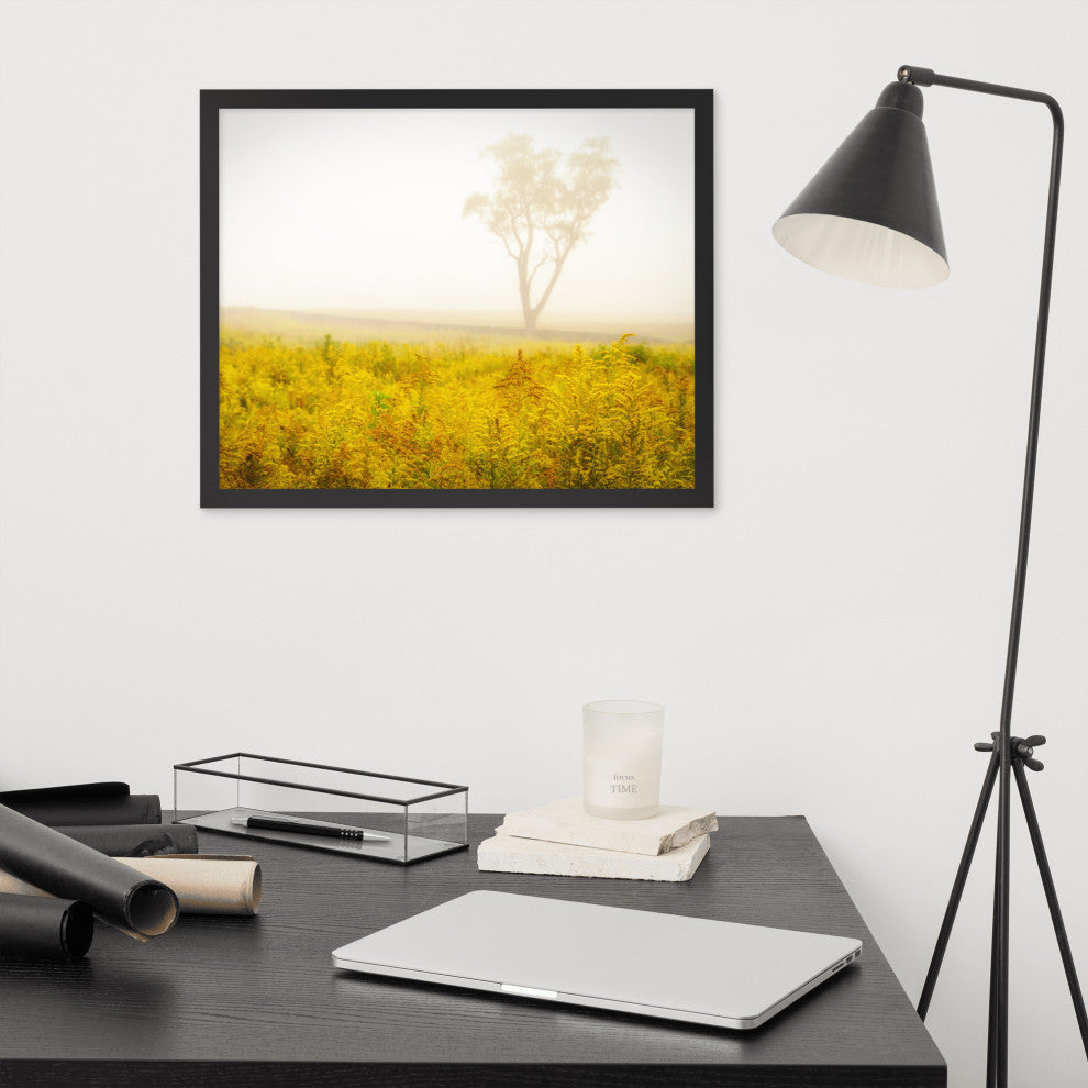 Dreams of Goldenrod and Fog Landscape Framed Photo Paper Wall Art Prints, Black, 16" X 20"