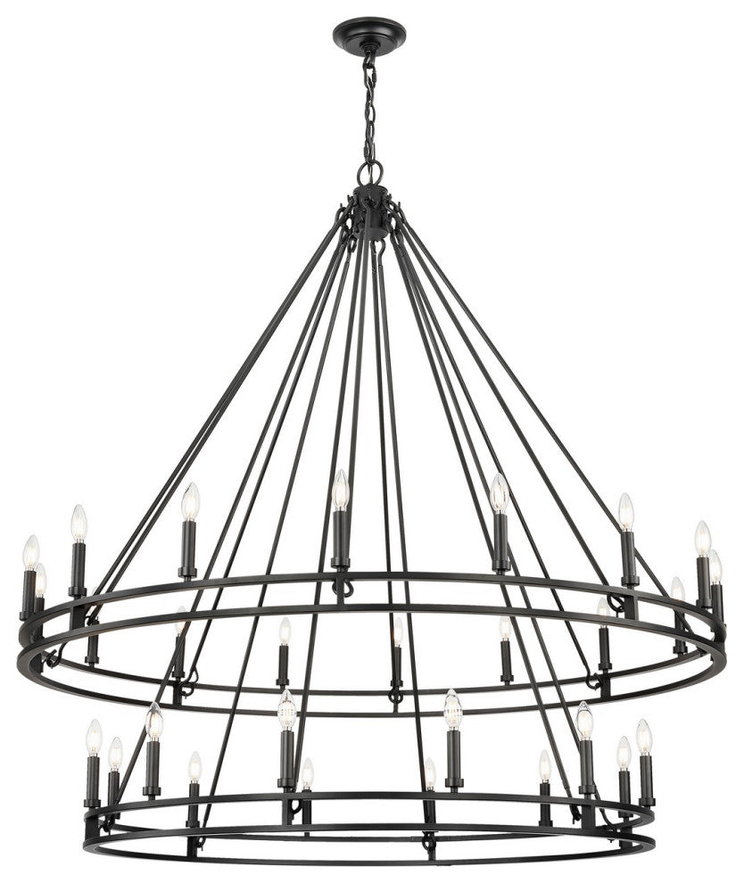 Dennison 28 Light Chandelier, Matte Black