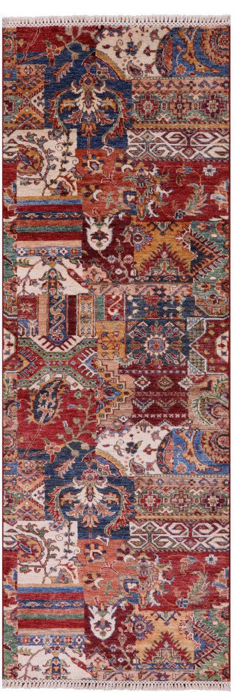Runner Super Kazak Handmade Wool Rug 2' 10" X 8' 4" Q10184