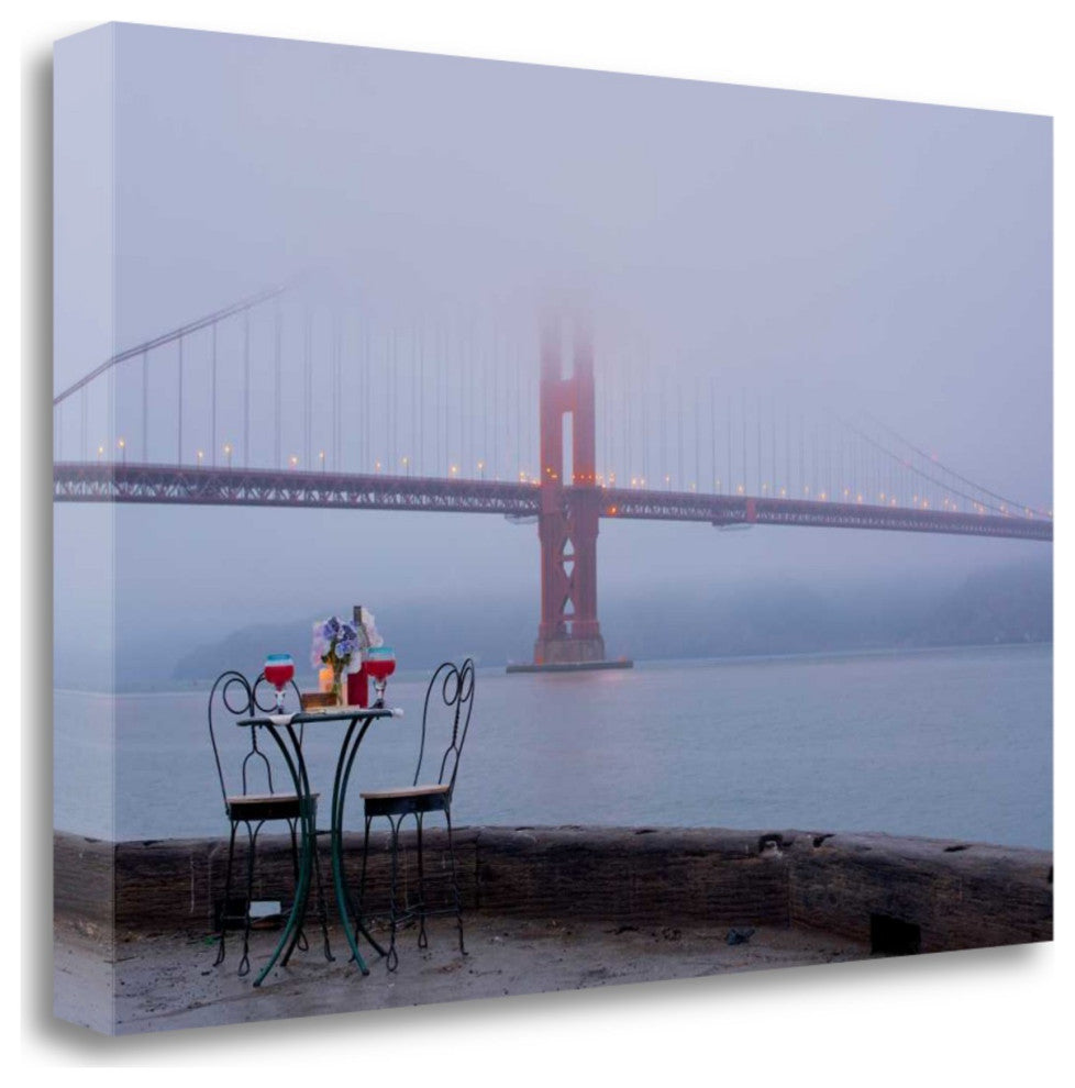 Wine Time For Two Golden Gate Bridge 4 Giclee Wrap Canvas Wall Art