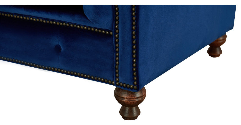 Peyton Sloped Arm Chesterfield Sofa Blue Velvet