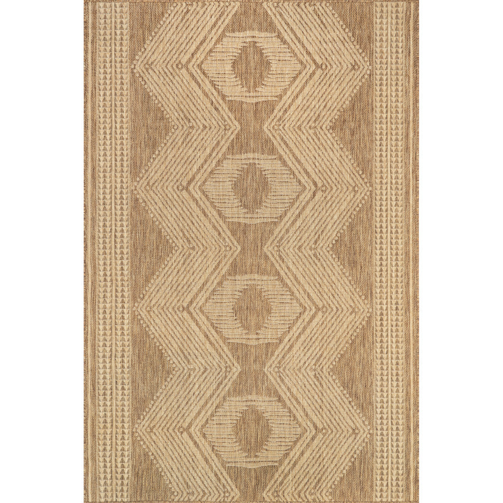 Nuloom Ranya Tribal Indoor/Outdoor Contemporary Area Rug, Light Brown 5'x8'