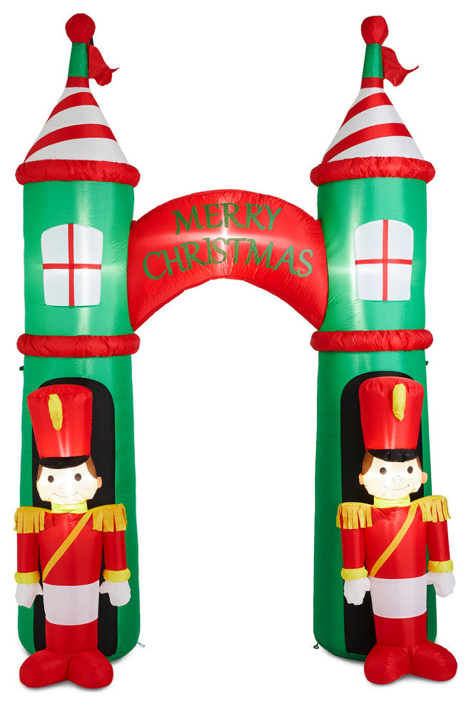 10FT Lighted Inflatable Arch Gate With Soldiers Decor