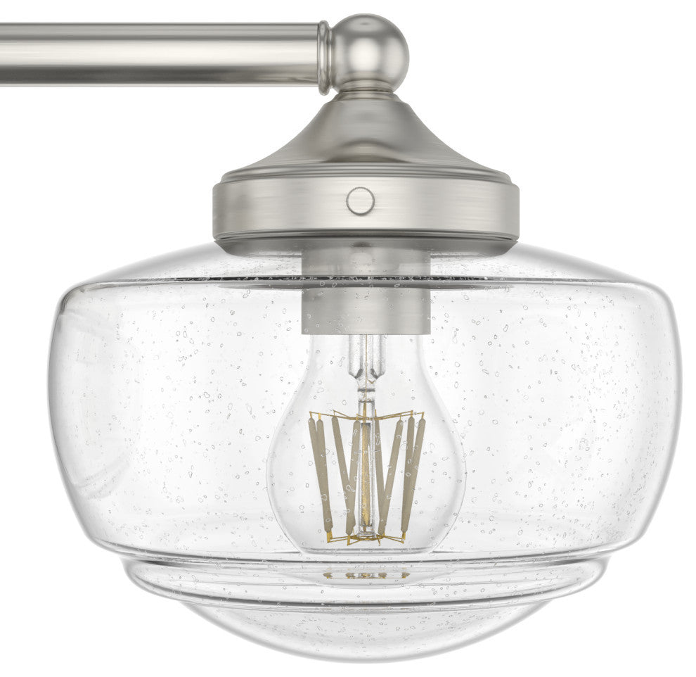 Saddle Creek Brushed Nickel, Clear Seeded Glass 3 Light Vanity Wall Light