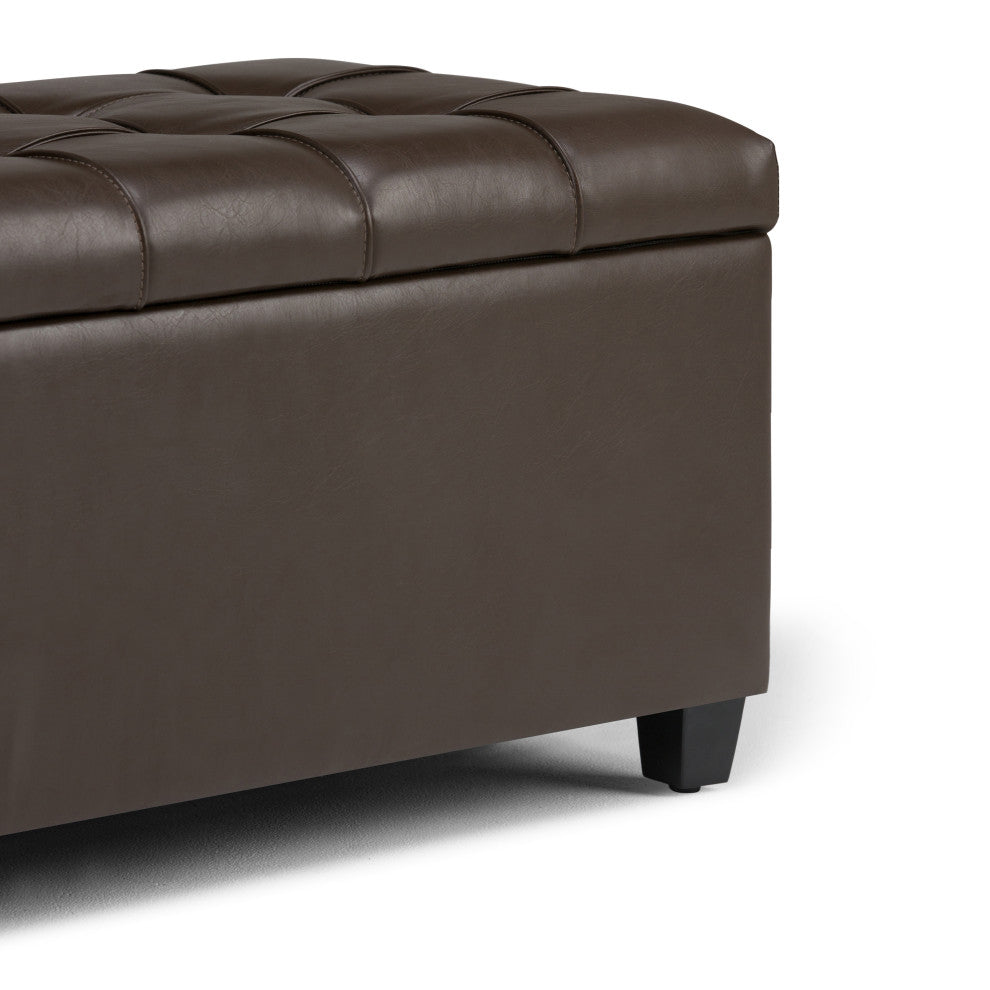 Sienna Storage Ottoman Bench, Chocolate Brown