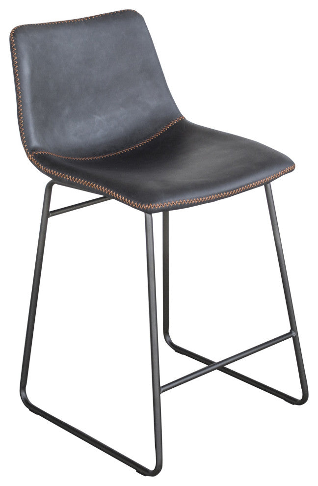 Amerihome Classic Faux Leather 24" Counter Height Chair Set, Black