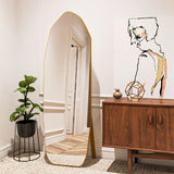 Easly 21x64 Diamond Shaped Irregular Floor Mirror, Gold