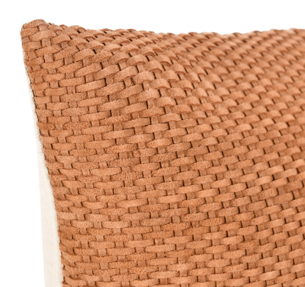 Bassinet 18" Genuine Suede Leather Throw Pillow by Kosas Home, Brown