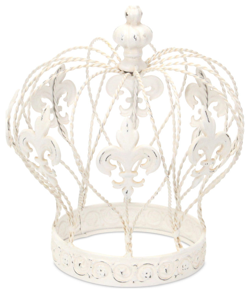 Fleur-De-Lis Crown Table Decor, White