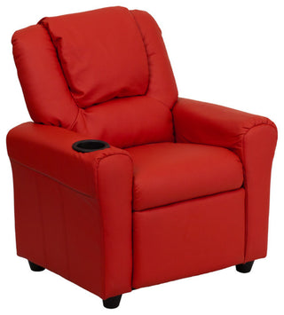 Kids Recliner With Cup Holder And Headrest, Red