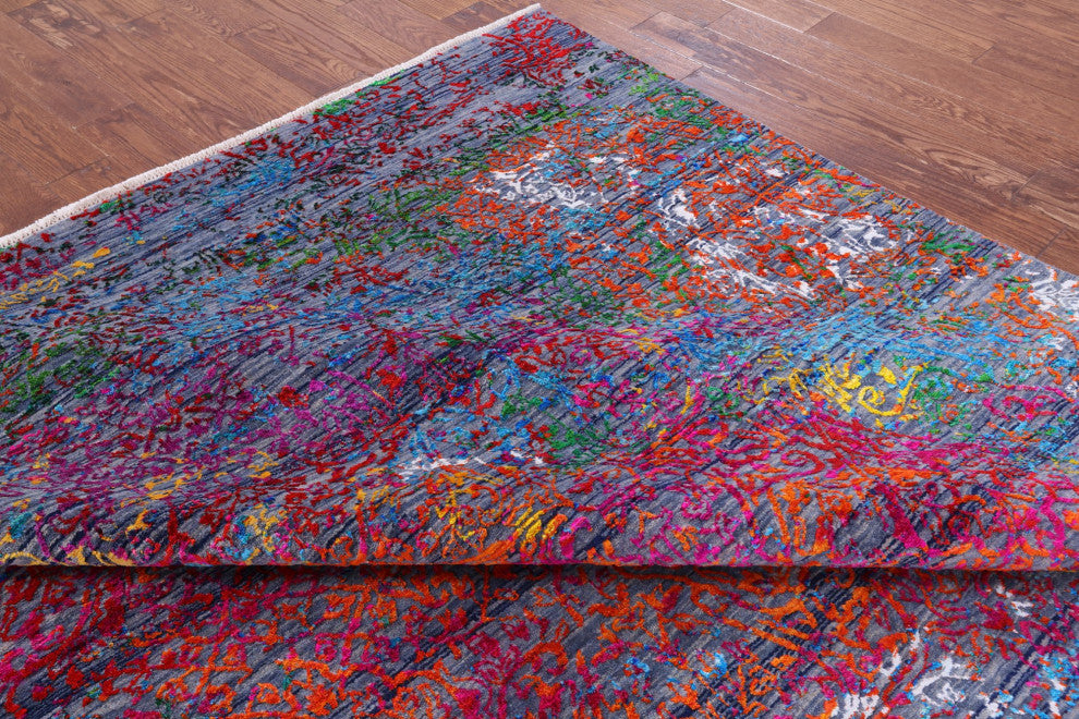 8' 0" X 10' 0" Hand-Knotted Persian Wool and Silk Rug Q9237