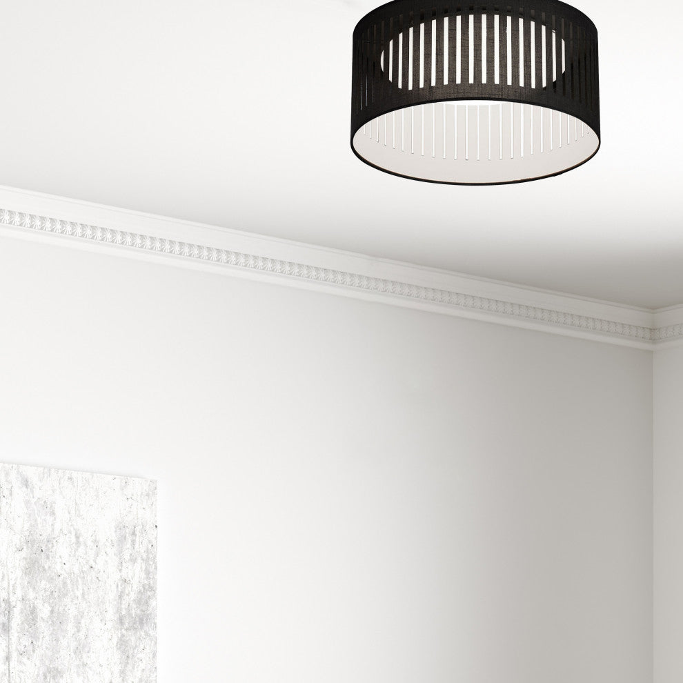 14W Slit Drum LED Flush Mount, Black