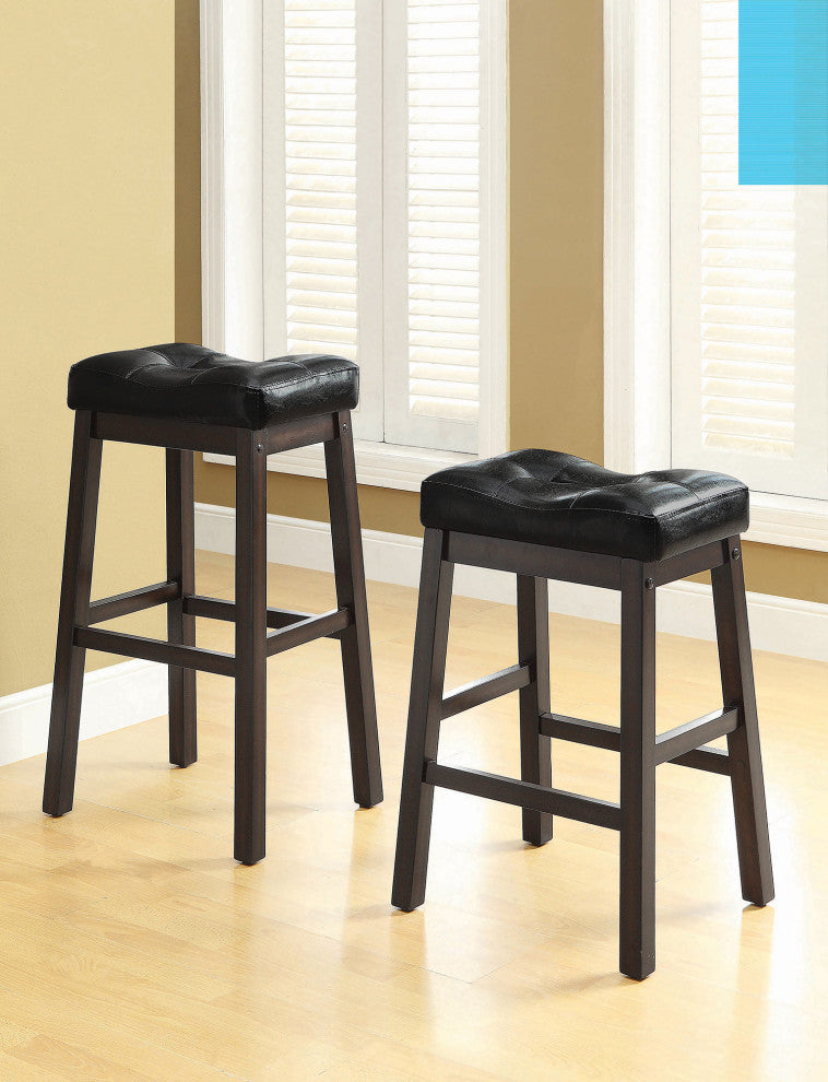 Set of 2 Counter Height Stools, Black and Cappuccino