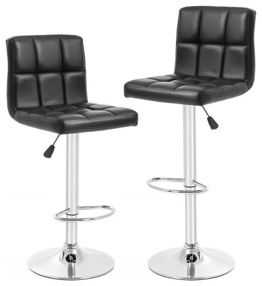 Pemberly Row Faux Leather Adjustable Black Bar Stools (Set of 2)