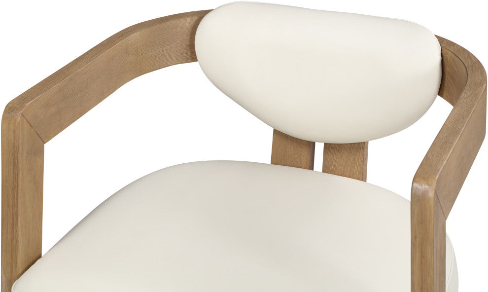Carlyle Faux Leather Upholstered Dining Chair, Cream, Natural Finish