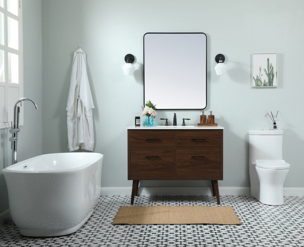 Home Living 22" Midcentury Modern Walnut-Light Bathroom Vanity